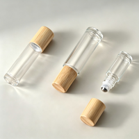 En stock 1000 pièces Flacons roll-on en verre 5ml 10ml 15ml avec bouchon en bambou pour huiles essentielles, massage, échantillons de parfum