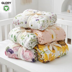 Coperta in Garza per Neonati a Sei Strati con Motivo Personalizzato, Trapunta Stampata Digitalmente, Coperta Traspirante in Cotone Organico 47 Pollici - Product Image 1