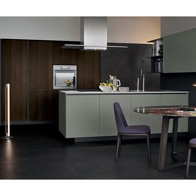 Candany ahşap kaplama mutfak mobilyası dolap satış tasarım Mobili Da Cucina kapı paneli duvar modüler Modern mutfak dolabı seti