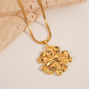 18K <b>Gold</b> Plated Irregular Hollow Flower Pendant Real <b>Gold</b> 304 Stainless Steel Non Fading <b>Necklace</b> For Women Jewelry Daily Wear - Product Image 2