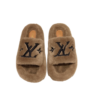 Pantuflas de Moda con Peluche y Punta Abierta para Mujer, Pantuflas de Interior Bordadas de Lujo, Cálidas para Invierno, Antideslizantes, con Suela Gruesa y Cómodas para el Hogar - Product Image 5