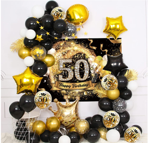 Ballons à confettis en latex métallisé pour fête d'<span class=keywords><strong>anniversaire</strong></span> 30e 50e <span class=keywords><strong>anniversaire</strong></span>, kit de guirlande, <span class=keywords><strong>affiche</strong></span> suspendue <span class=keywords><strong>joyeux</strong></span> <span class=keywords><strong>anniversaire</strong></span> - Product Image 1