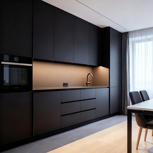 Dự án xuất khẩu nhà máy Phật Sơn 18 năm - Tủ bếp hiện đại màu trắng mờ sơn mài có đảo bếp - Product Image 2