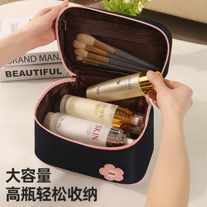 Love Brand – trousse de maquillage de grande capacité, trousse à cosmétiques portable pour voyage, pour femmes, marron avec orange clair - Product Image 2