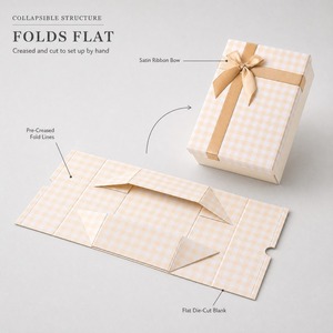 Scatola Regalo <span class=keywords><strong>a</strong></span> Scacchi in Cartone Riciclabile con Fiocco in Nastro di Raso e Rivestimento UV <span class=keywords><strong>per</strong></span> Confezioni Regalo Natalizie - Product Image 3