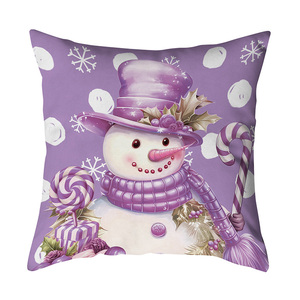 New Arrival Christmas Gifts Xmas Series Square Print Snowman Santa Claus Print <strong>Cushion</strong> <strong>Cover</strong> for Indoor Home Bedroom Sofa - Product Image 2