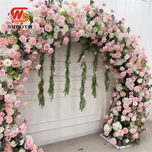 Arco de Boda Moderno Hecho a Mano, Ecológico, con Diseño Largo, Rosas Artificiales de Seda, Tamaño Personalizable - Product Image 6