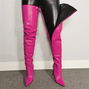 Bright Colors Botte Hiver Pour Femme Cuir Leather Leg Warmer Overknee Long Winter Sexy Thigh <b>High</b> Boots Heels - Product Image 1