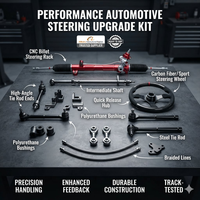 Kit de modification complet de crémaillère de direction automobile en aluminium CNC sur mesure, OEM ODM, pour voiture de performance, avec biellette de direction et usinage par électroérosion à fil
