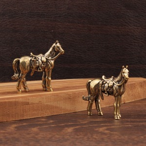 Brass Horse Figurine Zodiac Tea Pet Feng Shui <b>Decoration</b> Living Room Ornament Compact Design Single Piece Package - Product Image 1