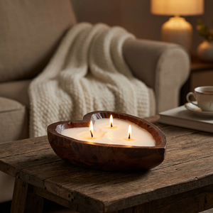 Support de bougie rustique fait main en bois de manguier, bol à bougie en bois, vente en gros à prix abordable - Product Image 2