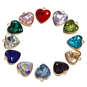 Collar con colgante de cuarzo y cristal de aleación con forma de corazón de amor, 2 uds., 15x13mm, para mujer, sanación sagrada, romántico - Product Image 2