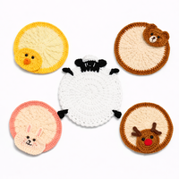 Sous-verres en crochet animaux de dessin animé, mignons, en fil tricoté, résistants à la chaleur, décoration pour la maison