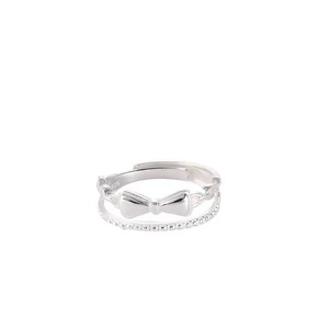 S925 Sterling <b>Silver</b> Double Layer Bow <b>Ring</b> For Women <b>Adjustable</b> Opening Exquisite Delicate Sweet Dessert Style Jewelry - Product Image 4