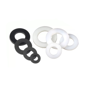 Customized PA66 Nylon Plastic Round Flat Washer in Black and White 6mm Thickness with M Size Threads DIN Standard