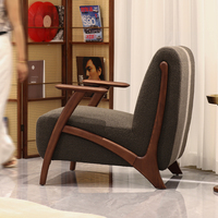 Fauteuil de loisirs moderne rembourré, structure en bois massif, fauteuil d'appoint rembourré en mousse, siège individuel pour salon et hôtel