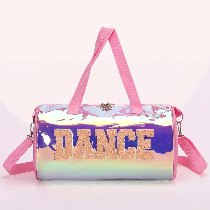 Holograms Pvc Travelling Duffle Bag Wholesale Custom Logo Dance Gym Sport OEM Fashion Unisex Duffle Bag with Gold Zipper Letter