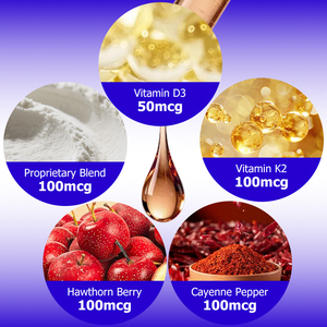 Mélange exclusif OEM ODM de poivre de Cayenne, de baies d'aubépine, de curcuma, de vitamines K2 et D3 en gouttes liquides pour soutenir la santé immunitaire et osseuse - Product Image 4