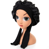 Bonnet en Soie de Haute Qualité le Plus Vendu avec Long Ruban Élastique, Grande Taille, Bonnet de Nuit pour Soin des Cheveux, Utilisation à Domicile, Bonnet en Satin pour Enfants et Bébés