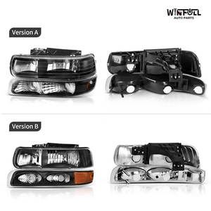 Ensemble de phares 12V 55W neuf compatible avec Chevrolet Silverado 15/25/3500 HD 1999-2002, Tahoe Suburban 2000, boîtier noir, ambre - Product Image 2