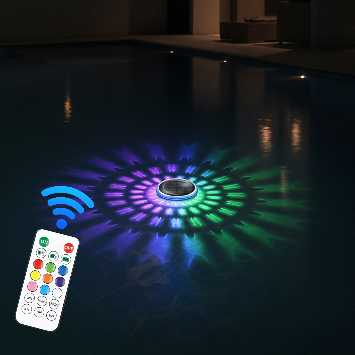 Waterproof Plastic Solar Floating LED Pool Light IP67 RGB Color Changing 8-12H Outdoor Garden Pond Decoration