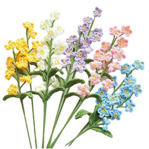 Handmade Woven <b>Wool</b> Forget-Me-Not Flower Bouquet Soft Floral Gift Home Decor Wholesale Crochet Flower Hand Knitted Flowers - Product Image 1