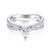 Anillos de Eternidad Románticos para Mujer, Diseño Nuevo, Chapados en Rodio, Plata de Ley 925, con Circonitas en Forma de Corazón, para Bodas y Fiestas