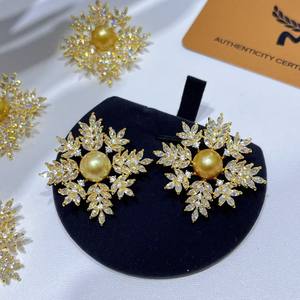 Broche en perles dorées pour vêtements d'hiver, pull, avec motif flocon de neige et épis de blé, pour tenue marine ou cadeau - Product Image 3