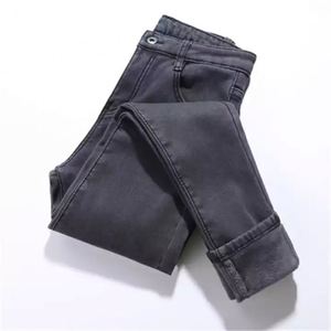 Pantalones Vaqueros Cálidos de Otoño Invierno para Mujer, Ajustados, Rectos, de Terciopelo, Gruesos, Elásticos, Casuales, Largos - Product Image 5