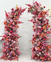 Arco de Flores en Forma de Cuerno para Decoración de Bodas, Arco de Flores Artificiales de Color Rosa para Bodas y San Valentín, Gran Venta