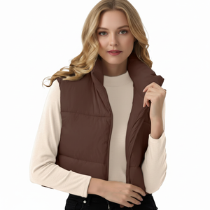 Chaleco Acolchado Personalizado 2023, Chaqueta Sin Mangas con Relleno de Burbujas, Chaleco Corto con Cuello Alto para Mujer - Product Image 1