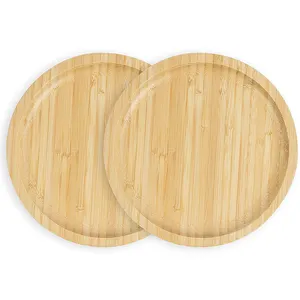 Runde Bambus platten Umwelt freundliche Lade platte Holz Serviert abletts Geschirr und Geschirr für Mahlzeiten, Dessert