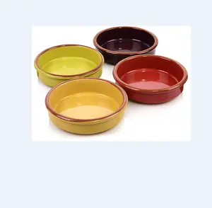 Lot de bols à bavettes espagnoles, diamètre 12 cm, glacé, de style méditerranéen, en vert, jaune, rouge et aubohème