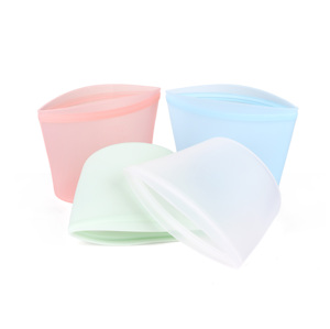 Eco-friendly customized silicon 500 ml silicone reusable food storage bags with different color