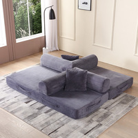 Sofá Cama Plegable en Forma de L, Moderno, con Asientos Profundos, Relleno de Esponja de Látex de Alta Densidad, Diseño Minimalista, No Requiere Ensamblaje