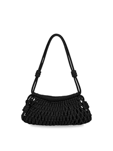 Bolso de Playa de Ganchillo con Forma de Dumpling para Mujer, Cierre con Cordón, Poliéster Ecológico, Plegable, Ligero y Duradero - Product Image 1