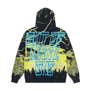 Sweat à capuche zippé de haute qualité, imprimé Statue de la Liberté, effet délavé et vieilli, style streetwear américain hip-hop sportif, collection Automne/Hiver 2026 - Product Image 3