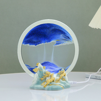 Lampu Malam Rusa Seni Pasir Bergerak dengan Alas Resin untuk Ruang Tamu, Ruang Belajar, Kamar Tidur, Hadiah