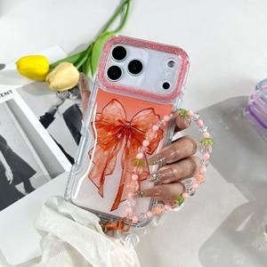เคสโทรศัพท์ใสแบบมีกลิตเตอร์น่ารัก พร้อมสายคล้องลูกปัด สำหรับ iPhone 17 16 15 14 13 Pro Max รับผลิตตามสั่ง ขายส่ง เคสป้องกันสำหรับผู้หญิง - Product Image 3