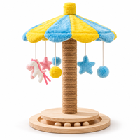 Griffoir pour chat avec corde en jute naturelle, balançoire, base en bois massif et circuit de balles pour chats d'intérieur