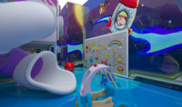 Centre de divertissement familial intérieur sur le thème de l'espace, parc de jeux gonflables commercial personnalisé avec trampoline, fosse à balles et machines de jeux d'arcade