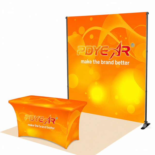 Custom Design Portable Adjustable Lightweight Retractable Telescopic Backdrop Stand Polyester Fabric Display Advertising Event