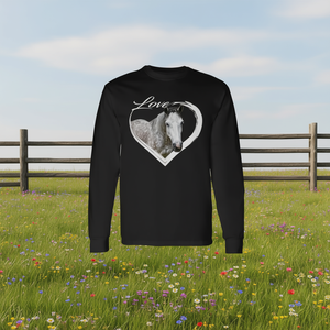 T-shirt à manches longues en coton gris à pois Connemara pour adulte, unisexe, haut équestre - Product Image 3