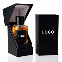 Botellas de Perfume de Vidrio Transparente Doradas Personalizadas, Tapa de Cuero, 30ml 50ml 100ml, Botella de Perfume de Lujo con Caja