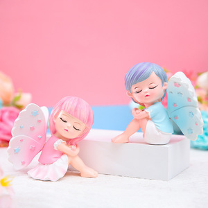 Figurine mignonne Ailes d'ange, figurine en résine Fée des fleurs, décoration de console centrale de voiture, cadeau de bureau, vente en gros - Product Image 1