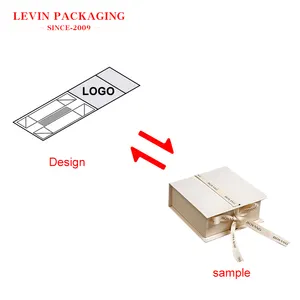 环保定制标志无色设计纸板可折叠纸盒磁性盖礼品盒带丝带手柄