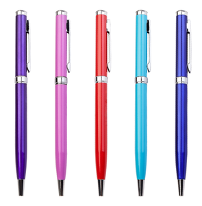 Advertising Ball Customized Logo Multicolor Slim Metal Body Twist Ballpoint <b>Pen</b> - Product Image 1