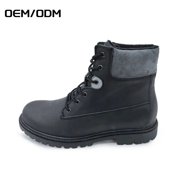 JIANER Fashion Casual Flat High Top Rubber Warm Non Slip Durable Bottes Leather Boots For Men