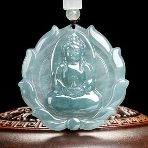 หยกธรรมชาติพระโพธิสัตว์อวโลกิเตศวร หยกน้ำเงิน จี้หยก ยูนิเซ็กส์ สไตล์จีน ของขวัญพร้อมใบรับรอง GY65 - Product Image 1