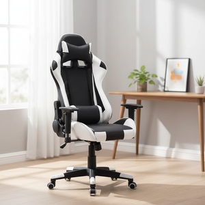 Silla de Juego Ejecutiva de Estilo Moderno, Respaldo Alto Reclinable, Ergonómica, de Cuero PU, con Reposapiés, para Computadora, Oficina, AJHH 24 Giratoria 572 - Product Image 1